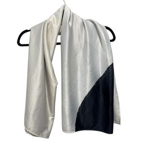 Giorgio Armani Main Line Silk Colorblock Scarf, Ivory/Black, 48 x 48
